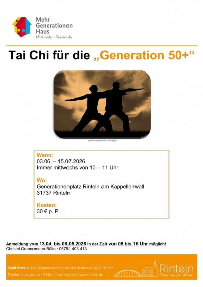Tai Chi-Kurs für die „Generation 50+“