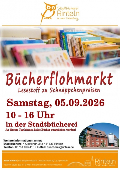 Großer Bücherflohmarkt  in der Stadtbücherei Rinteln
