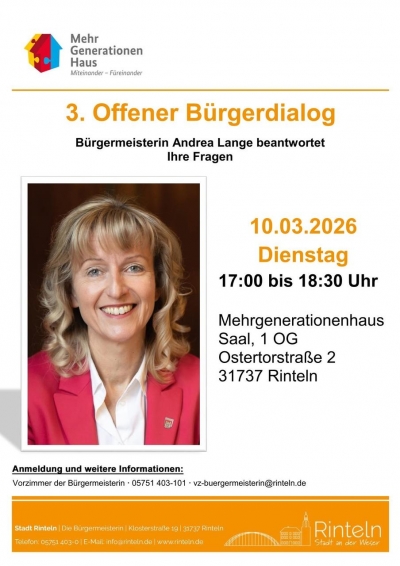 3. Offener Bürgerdialog mit Bürgermeisterin Andrea Lange im Mehrhenerationenhaus Rinteln